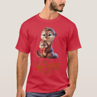 T-shirt mère loutre avec ses petits amis fils