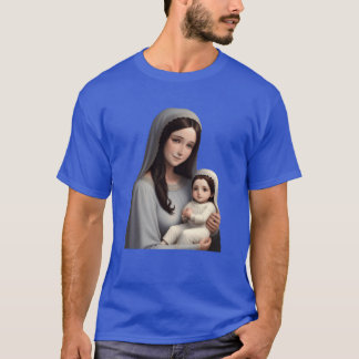 T-shirt Mère Marie avec bébé Jésus fille
