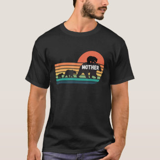 T-shirt Mère Ours Avec Cubes Vintage Coucher De Soleil Ret