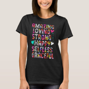 T-shirt Mère Positivité Définition Fleurs mignonnes Mother
