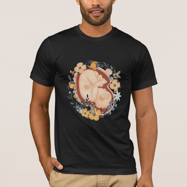 T-shirt Mère sage-femme enceinte du bébé de fleurs (Devant)