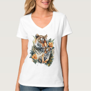 T-shirt Mère Tigre avec Cub. Mes enfants sont une ligne ro