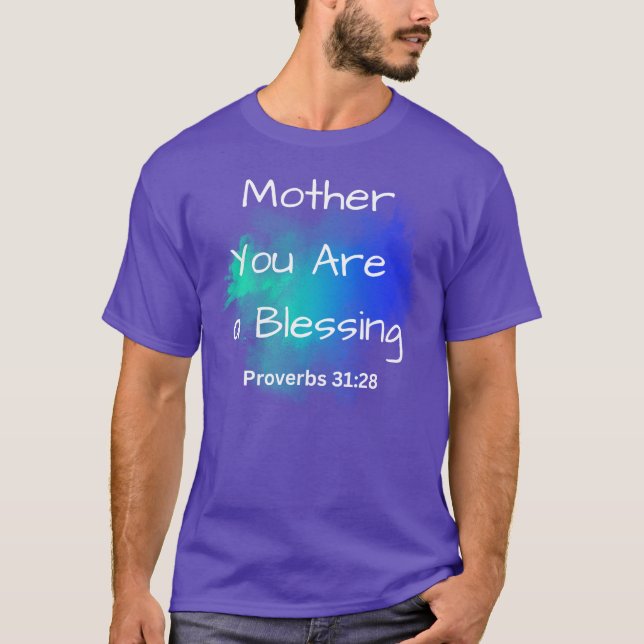 T-shirt "Mère, tu es une bénédiction" et vers biblique (Devant)