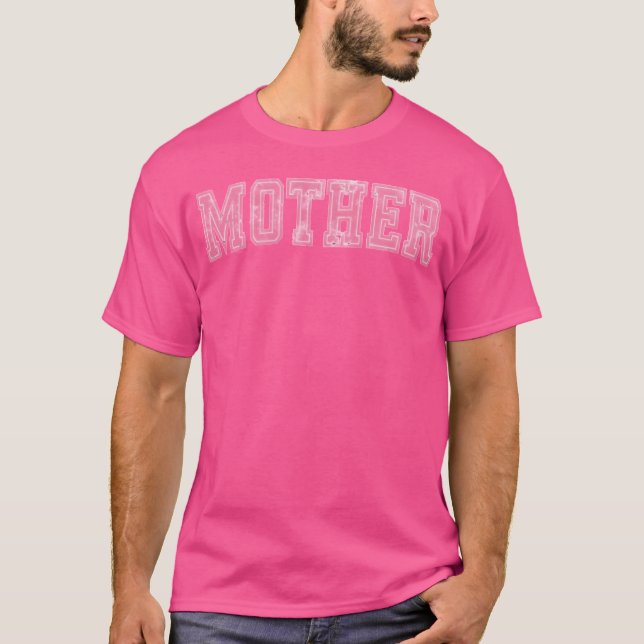 T-shirt Mère Varsity Lettres Patinées rose (Devant)