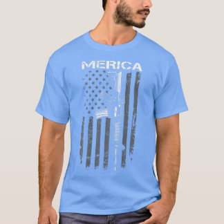 T-shirt MERICA 2e amendement 4 juillet AR15 USA Drapeau (O