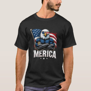 T-shirt Merica 4 juillet Aigle Patriotique Fun USA Drapeau