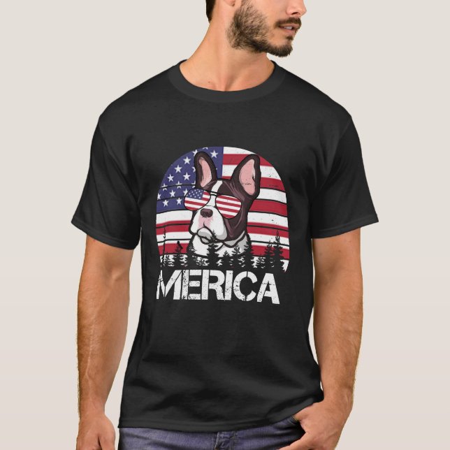 T-shirt Merica 4 juillet Dog Shirt Funny (Devant)