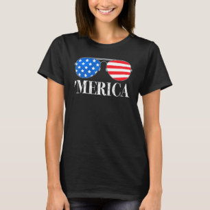 T-shirt Merica 4 juillet Lunettes de soleil Patriotique Ga