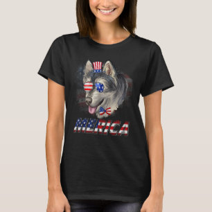 T-shirt Merica Alasket Malamute American Flag Chien 4 juil