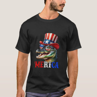 T-shirt Merica Alligator Patriotique 4 juillet Crocodile M