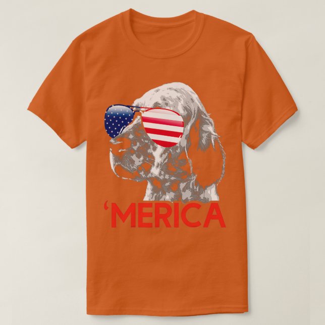 T-shirt Mérica Anglais Setter Drapeau Américain (2) (Design devant)