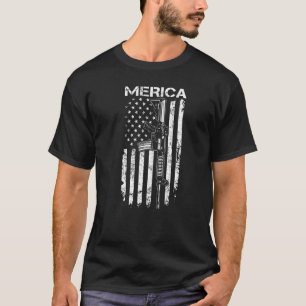 T-shirt Merica Ar15 2e Amendement 4 juillet Drapeau améric