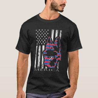 T-shirt Merica Berger Allemand Chien 4 juillet Américain F