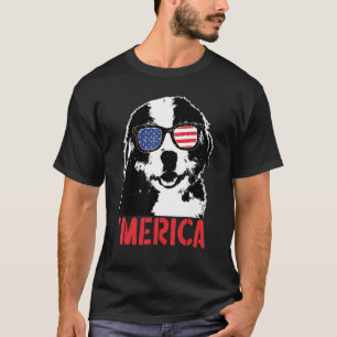 T-shirt Merica Bernese Mountain American Drapeau Lunettes 