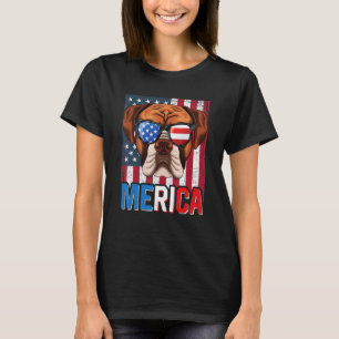 T-shirt Merica Boxer Dog 4 juillet drapeau américain