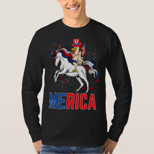 T-shirt Merica Chicken Unicorn Drapeau Américain Joyeux 4è