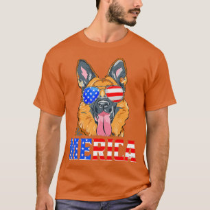 T-shirt Merica Chien Berger Allemand Drapeau Américain 4e 