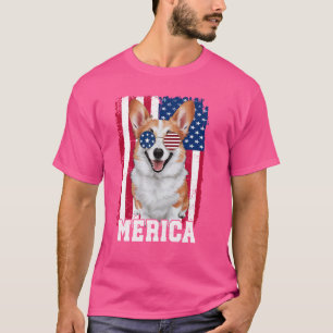 T-shirt Merica Corgi Chien USA Drapeau 4 juillet patriotiq