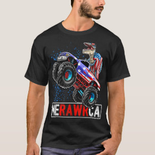 T-shirt Merica Dinosaur Monster Truck 4 juillet Américain