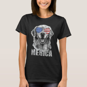 T-shirt Merica - Drapeau américain patriotique Golden Retr