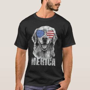 T-shirt Merica - Drapeau américain patriotique Golden Retr