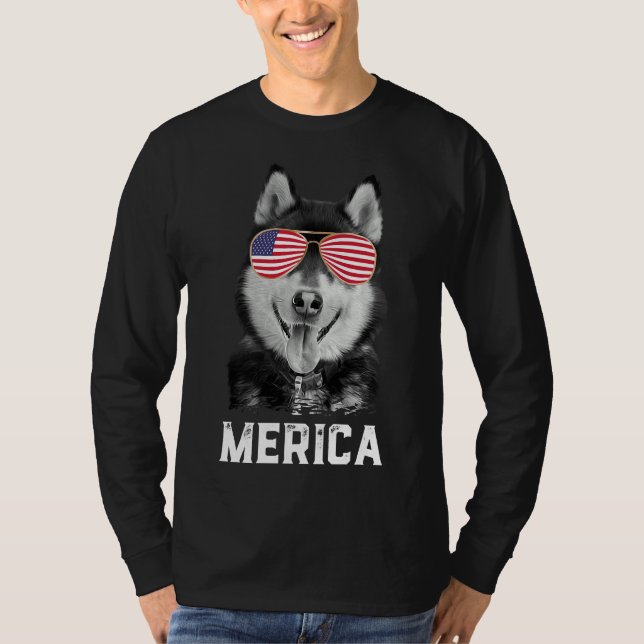 T-shirt Merica Drôle Sibérien Husky Chien Chien Chien Amér (Devant)