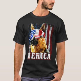 T-shirt Merica German Shepherd American Flag4th Of July