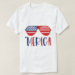 T-shirt Merica Lunettes de soleil 4 juillet Patriote Été