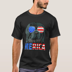 T-shirt Merica Newfoundland Dog American Flag 4 juillet