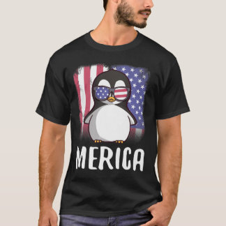 T-shirt Merica Penguin USA Drapeau américain 4 juillet mig