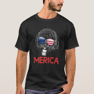 T-shirt Merica Portugais Water Dog Drapeau Américain 4e De