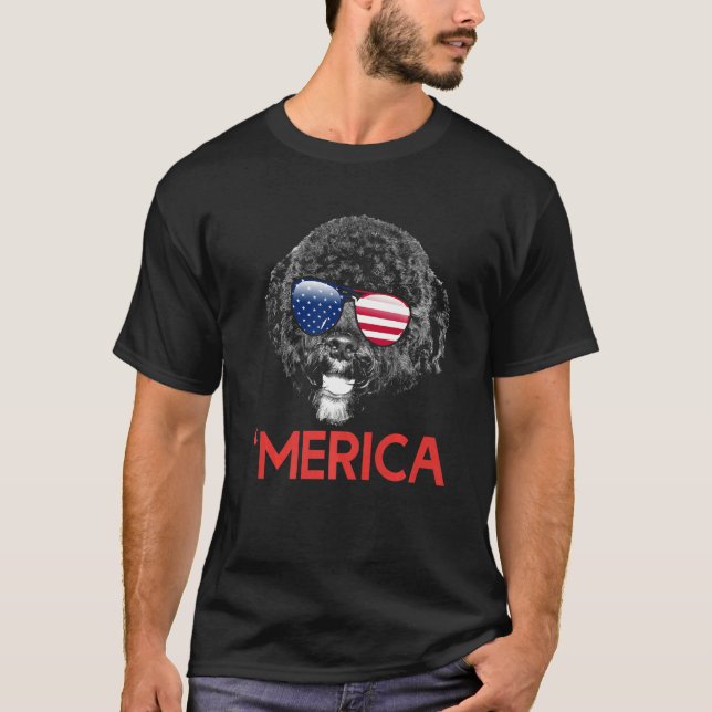 T-shirt Merica Portugais Water Dog Drapeau Américain 4e De (Devant)