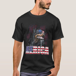 T-shirt Merica Rottweiler Chien Usa Drapeau Patriotique Am