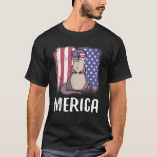 T-shirt Merica Sea Otter USA Drapeau américain 4 juillet C