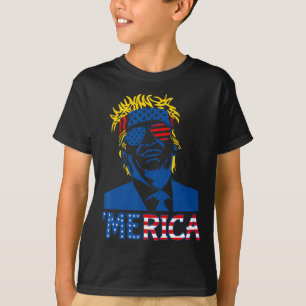 T-shirt Merica Trump 4 juillet heureux Trump Drapeau améri