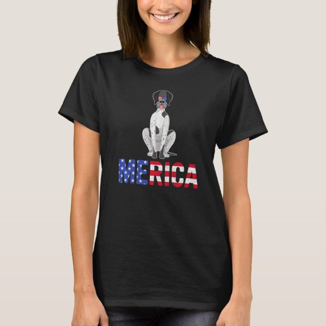 T-shirt Merica Usa Drapeau Allemand Pointer Pointer Chien  (Devant)
