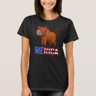 T-shirt Merica Usa Drapeau Bois Lunettes de soleil Patriot