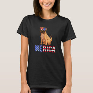 T-shirt Merica Usa Drapeau Boxer Chien Lunettes de soleil
