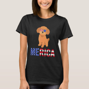 T-shirt Merica Usa Drapeau caniche Lunettes de soleil chie