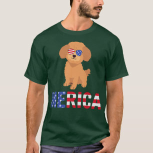 T-shirt Merica USA Drapeau caniche lunettes de soleil chie