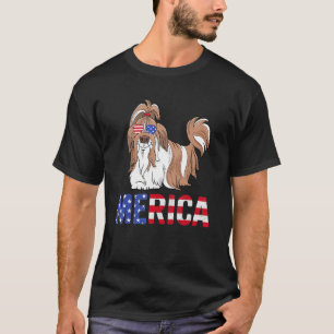 T-shirt Merica Usa Drapeau Chih Tzu Chien Sunglass Patriot