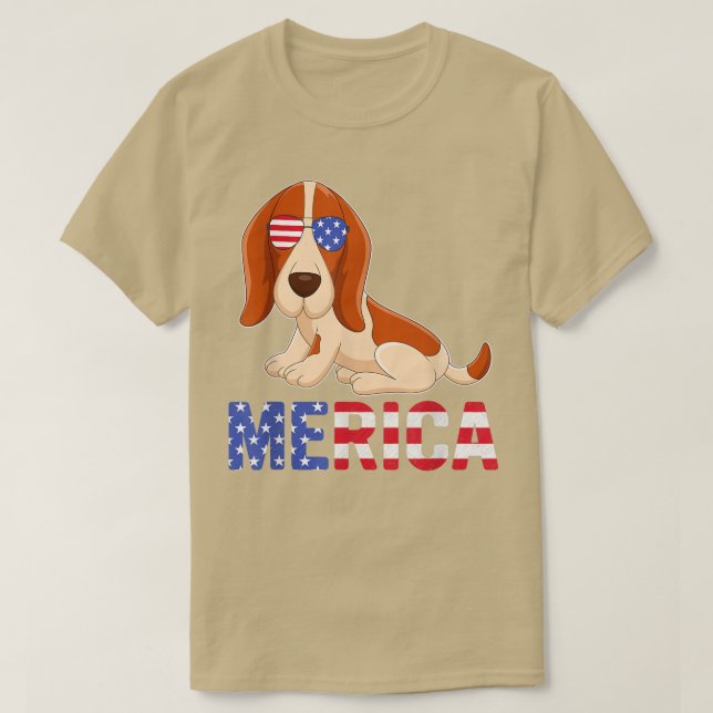 T-shirt Merica USA Drapeau Hound Dog Lunettes de soleil 4è (Design devant)