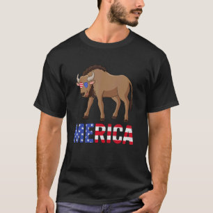 T-shirt Merica Usa Drapeau Wildebeest Lunettes de soleil P