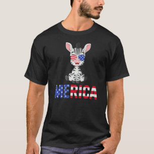 T-shirt Merica Usa Drapeau Zebra Lunettes de soleil Patrio