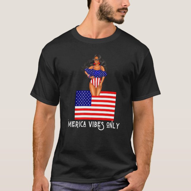 T-shirt Merica Vibes Seulement Patriotiques Femmes mignonn (Devant)