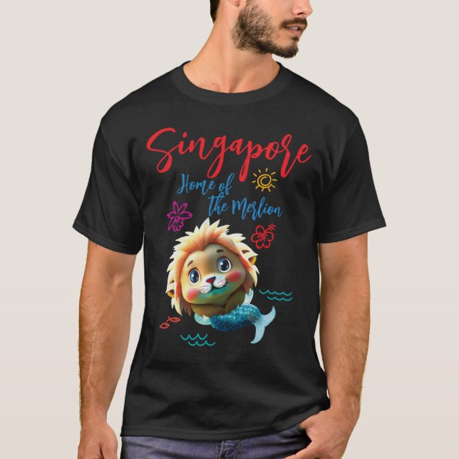 T-shirt Merlion pour bébé Singapour (pour tissu no (Devant)