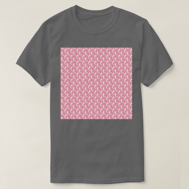 T-shirt Mermaid Cou Gaiter Cou rose et blanc Sirène Cou G (Design devant)