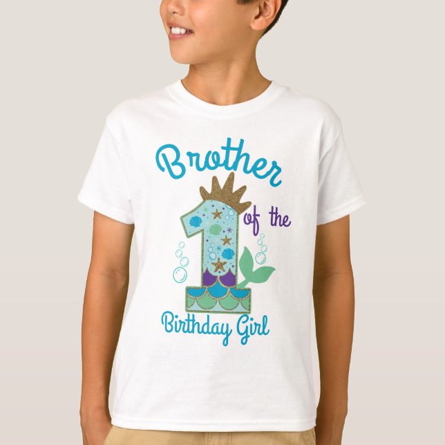 T-shirt Mermaid Frère de la première princesse d'anniversa (Devant)