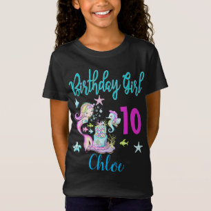 T-Shirt Mermaid Girl Anniversaire Groupe de Fête Thème de 