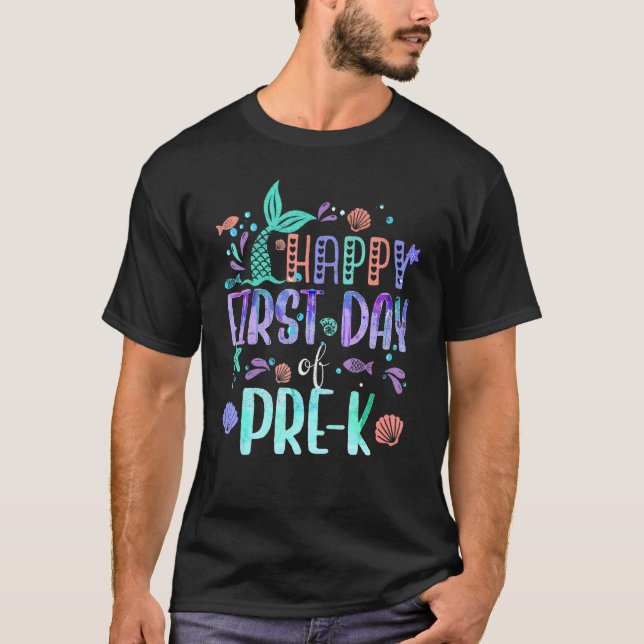 T-shirt Mermaid Joyeux Premier Jour D'École Filles Pré-Kin (Devant)